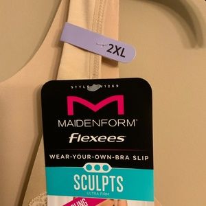 MaidenForm Flexees Wear your Own Bra Slip 2XL Scultps -Ultra Firm Shapewear